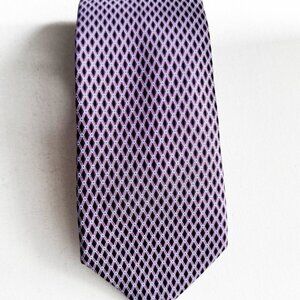 Ermenogilda Zegna Purple Pink Geometric Print Silk Tie